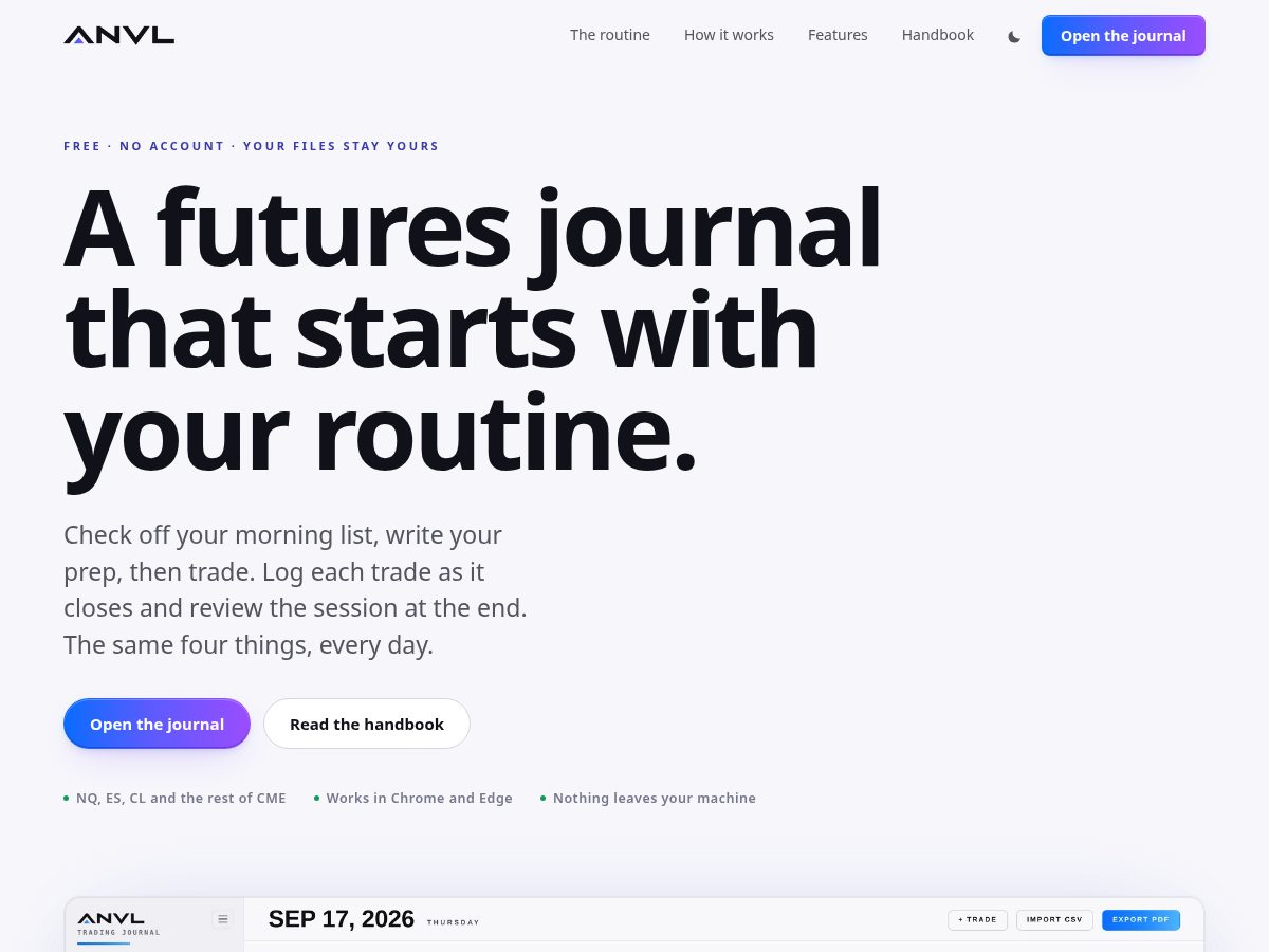 Landing-page snapshot of anvl.trade