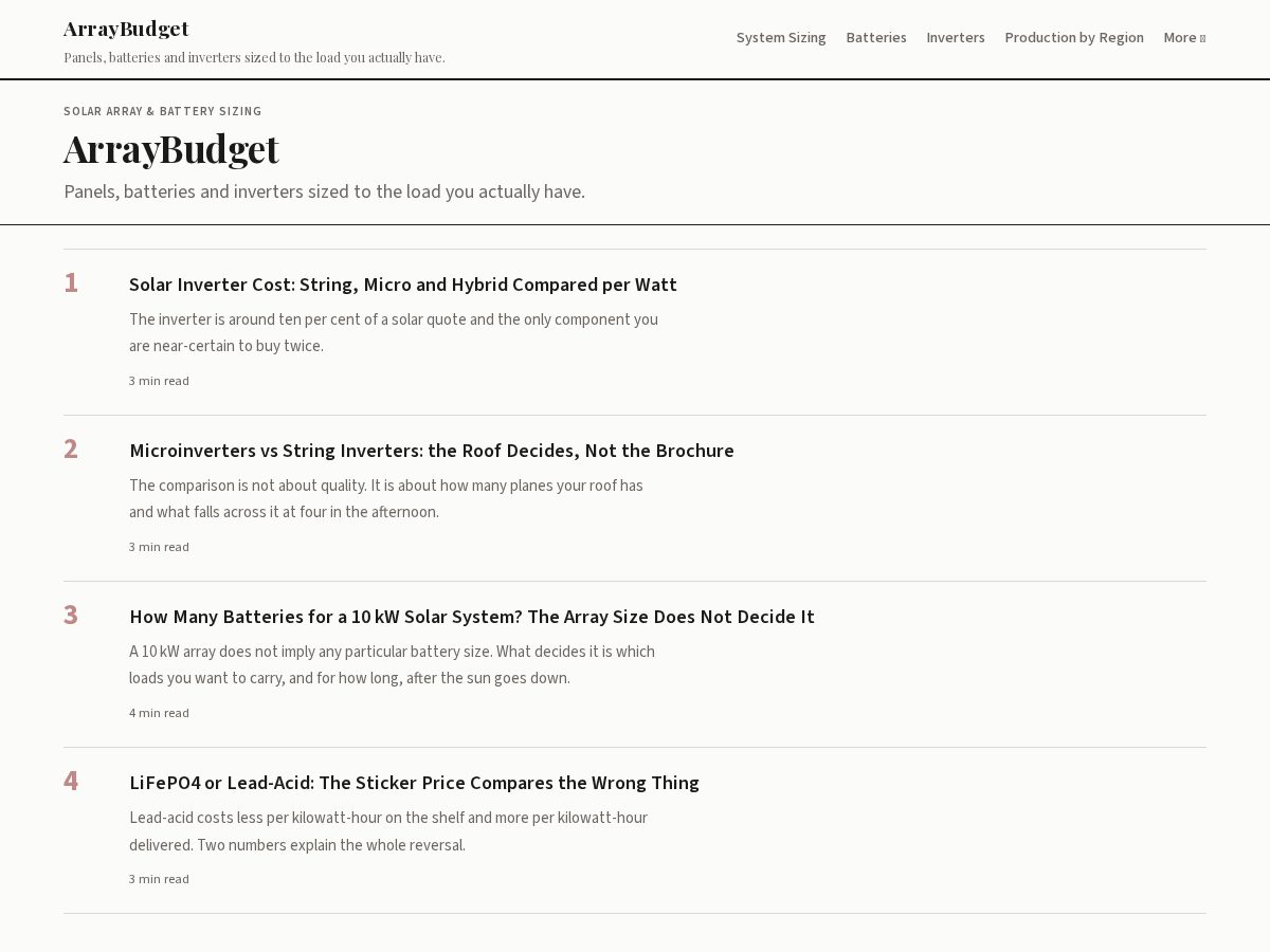Landing-page snapshot of arraybudget.com