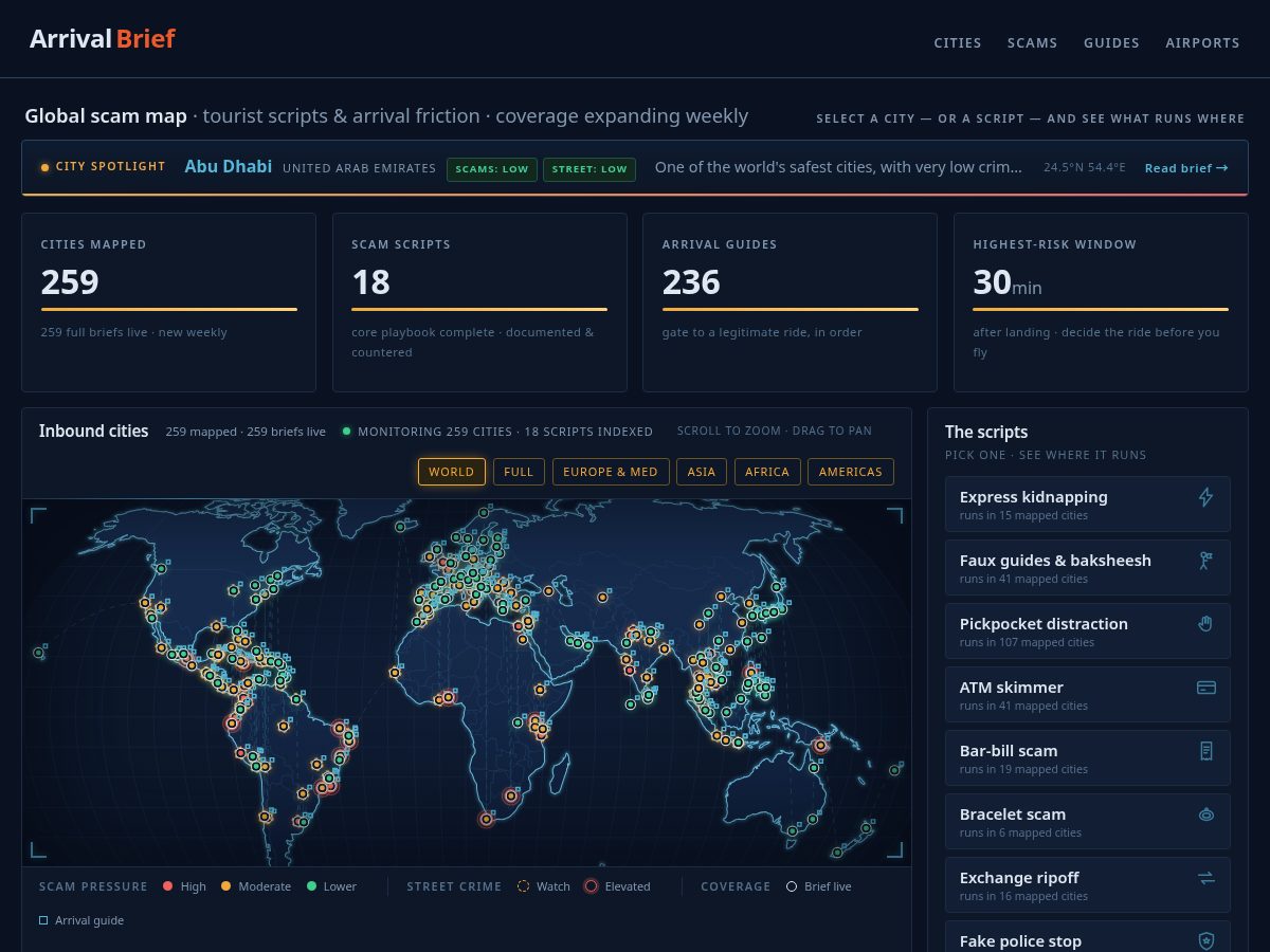Landing-page snapshot of arrivalbrief.com