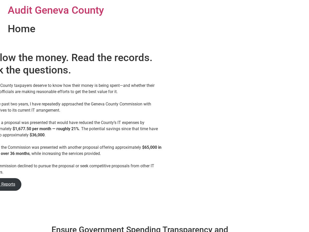 Landing-page snapshot of auditgenevacounty.com