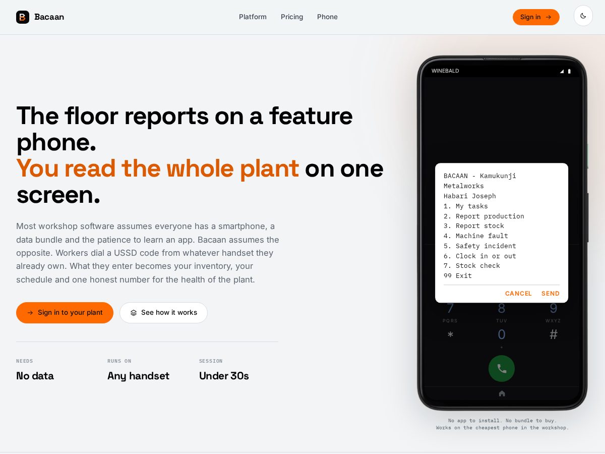 Landing-page snapshot of bacaan.africa