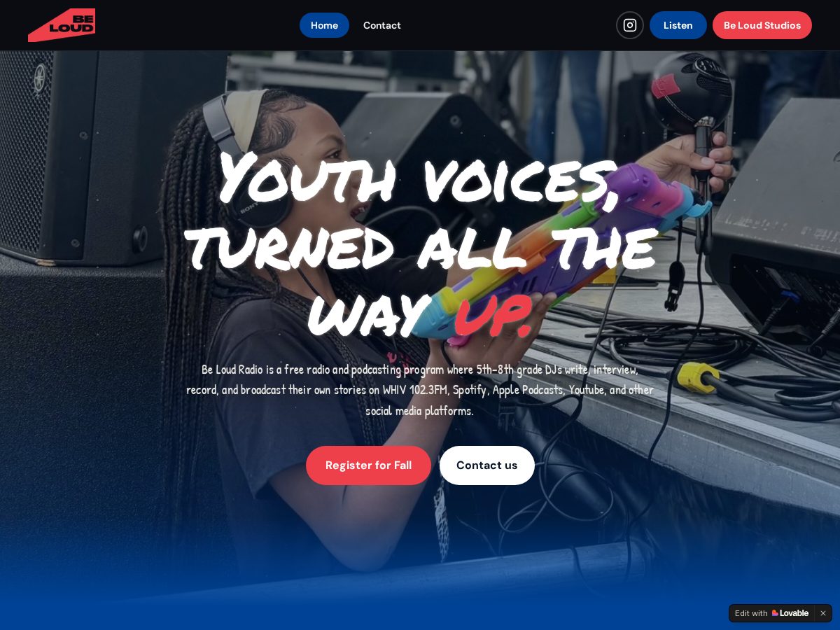 Landing-page snapshot of beloudradio.com