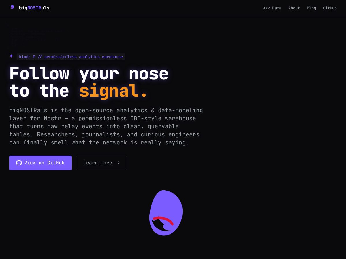 Landing-page snapshot of bignostral.xyz