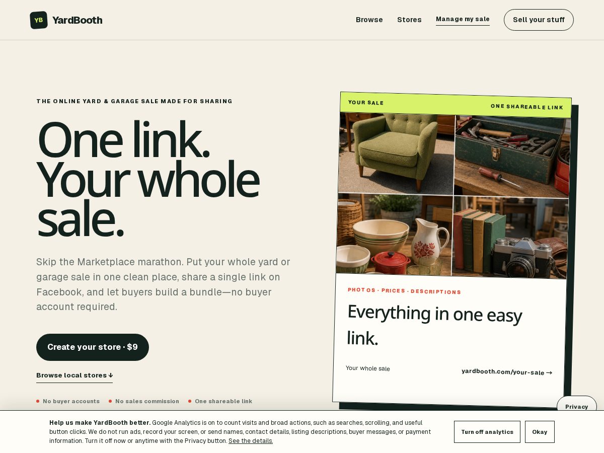 Landing-page snapshot of boothyard.com