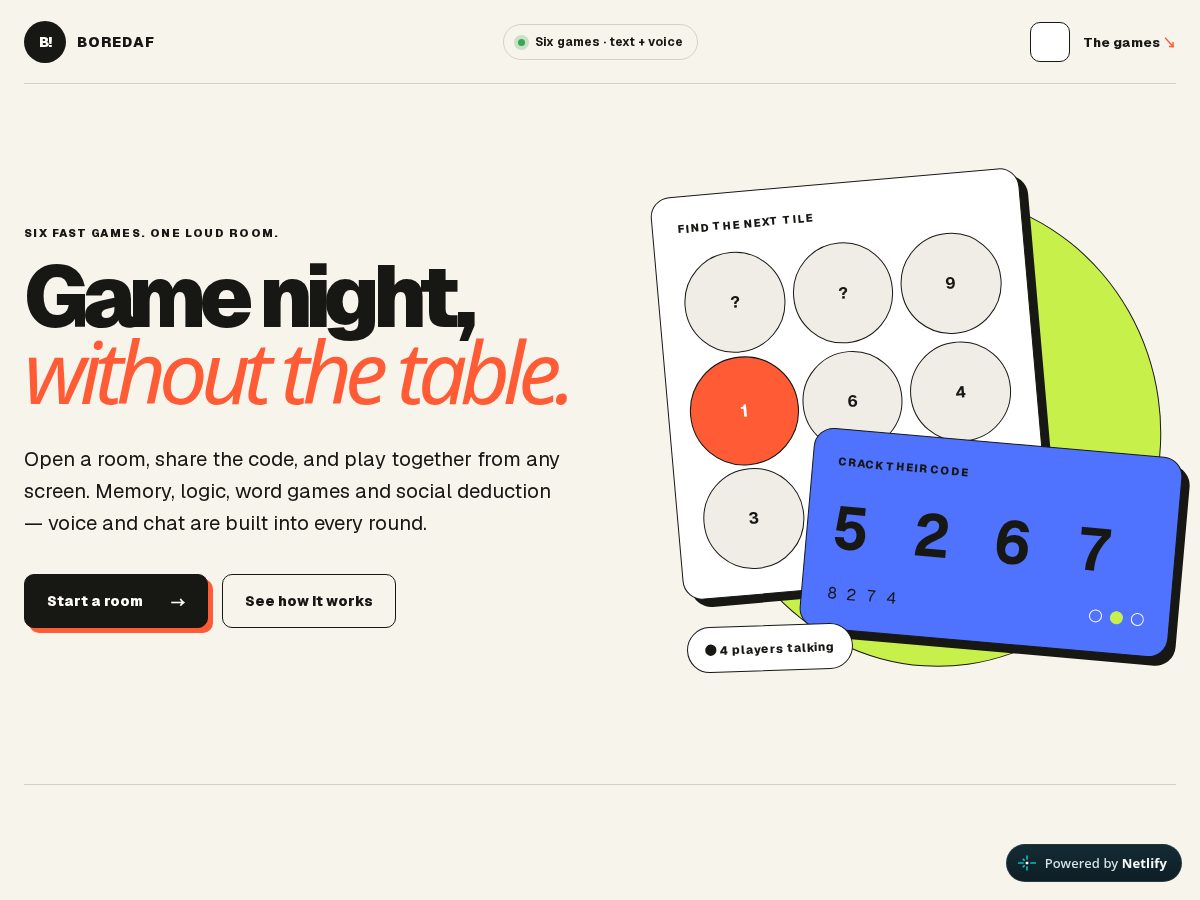 Landing-page snapshot of boredaf.life