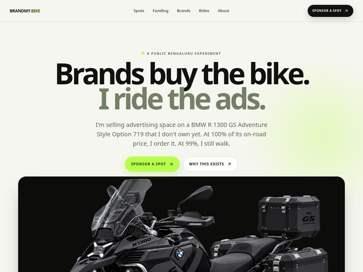 Landing-page snapshot of brandmy.bike