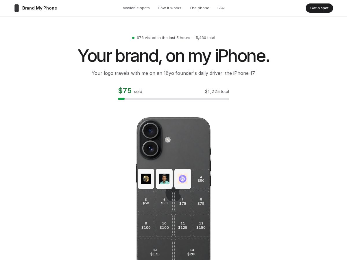Landing-page snapshot of brandmyphone.tech