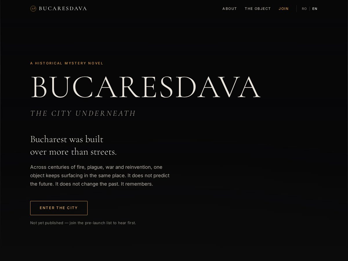 Landing-page snapshot of bucaresdava.com