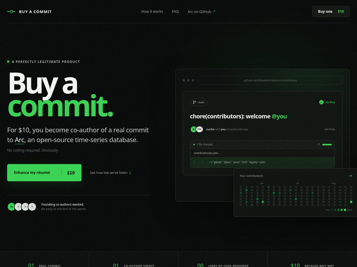 Landing-page snapshot of buyacommit.com