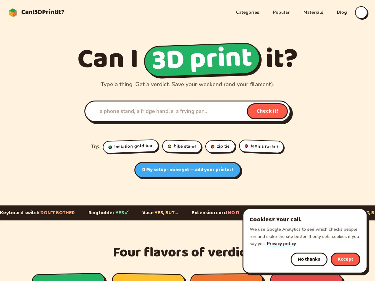 Landing-page snapshot of cani3dprintit.com