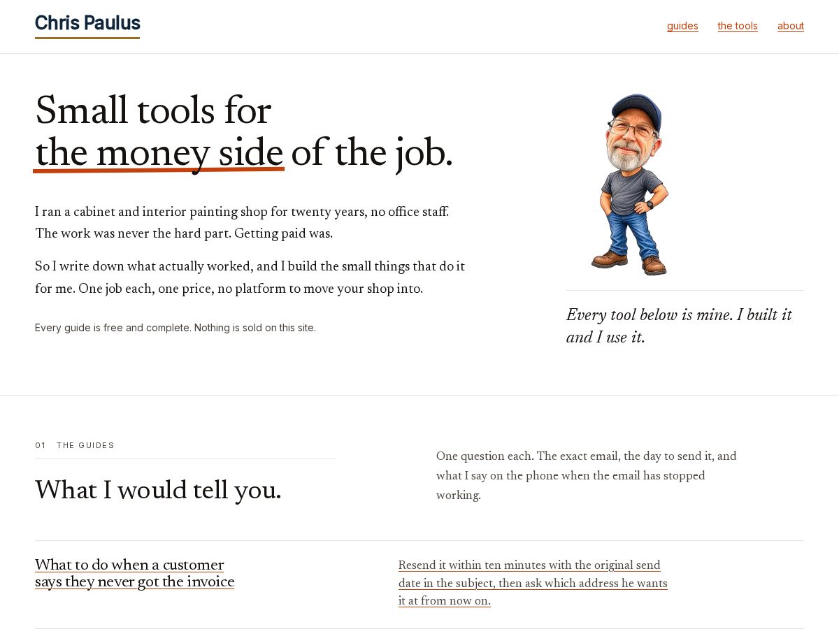 Landing-page snapshot of chrispaulus.com