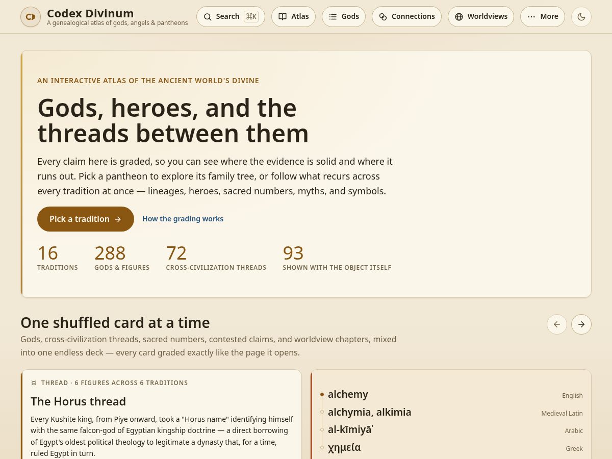 Landing-page snapshot of codexdivinum.com