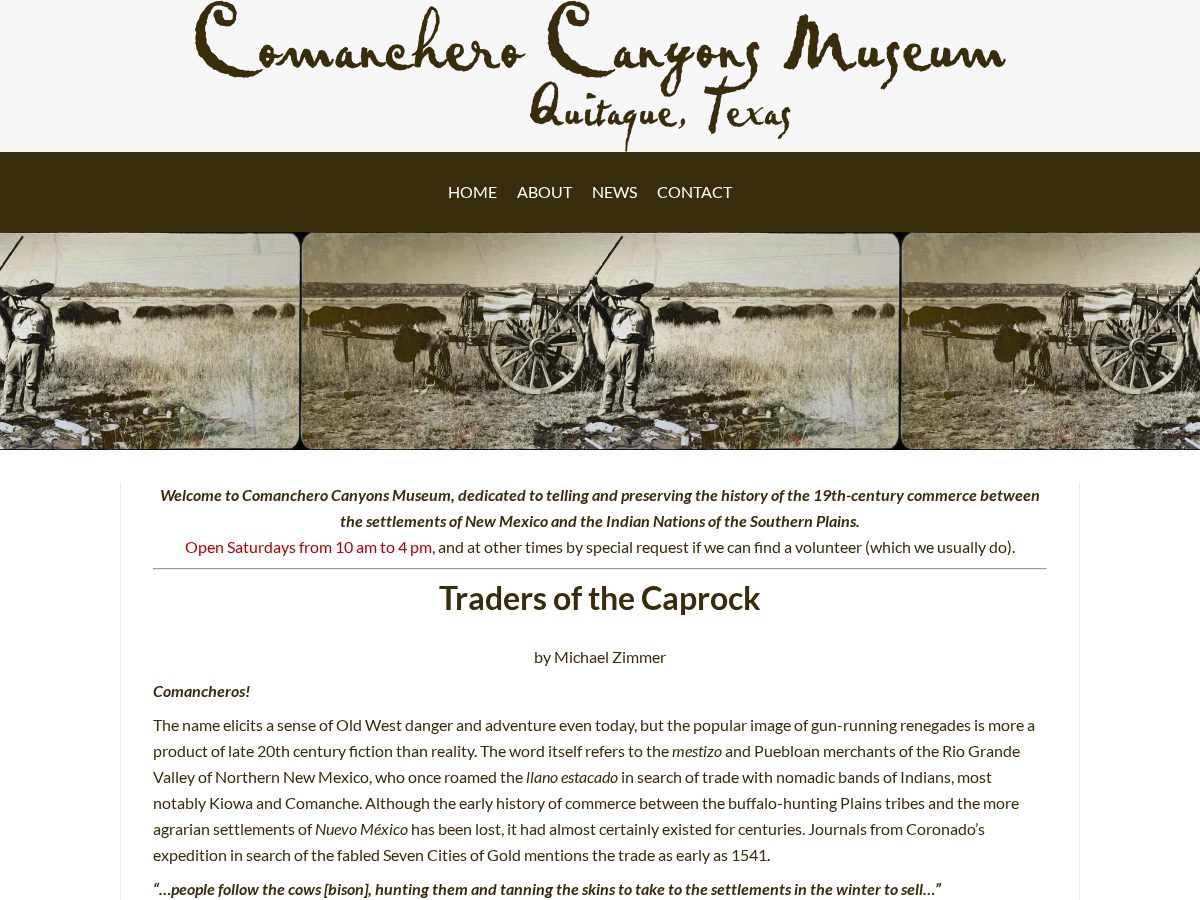 Landing-page snapshot of comancherocanyonsmuseum.com