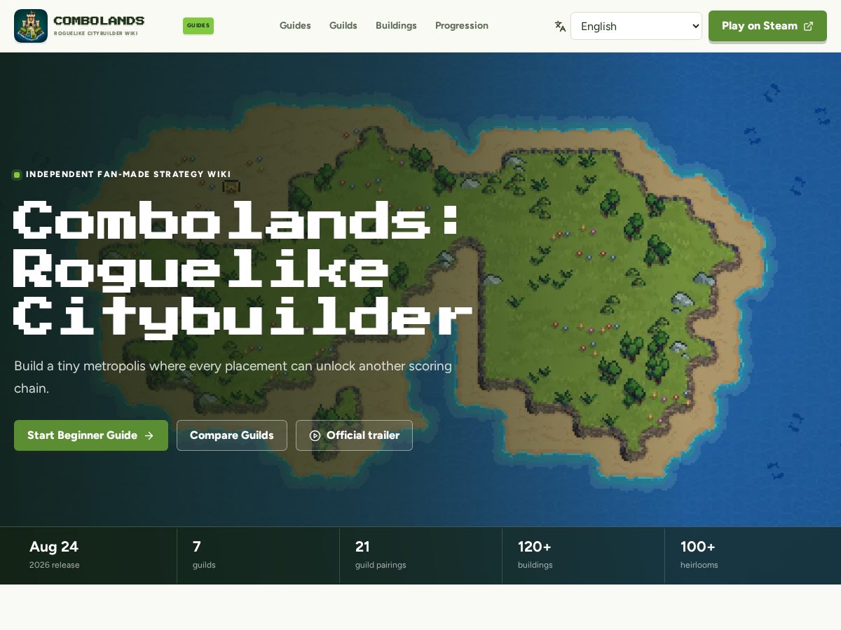 Landing-page snapshot of combolands.net