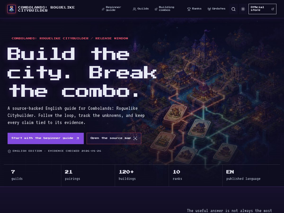 Landing-page snapshot of combolandsguide.wiki