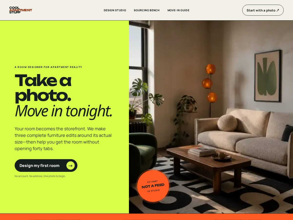 Landing-page snapshot of coolapartmentstuff.com