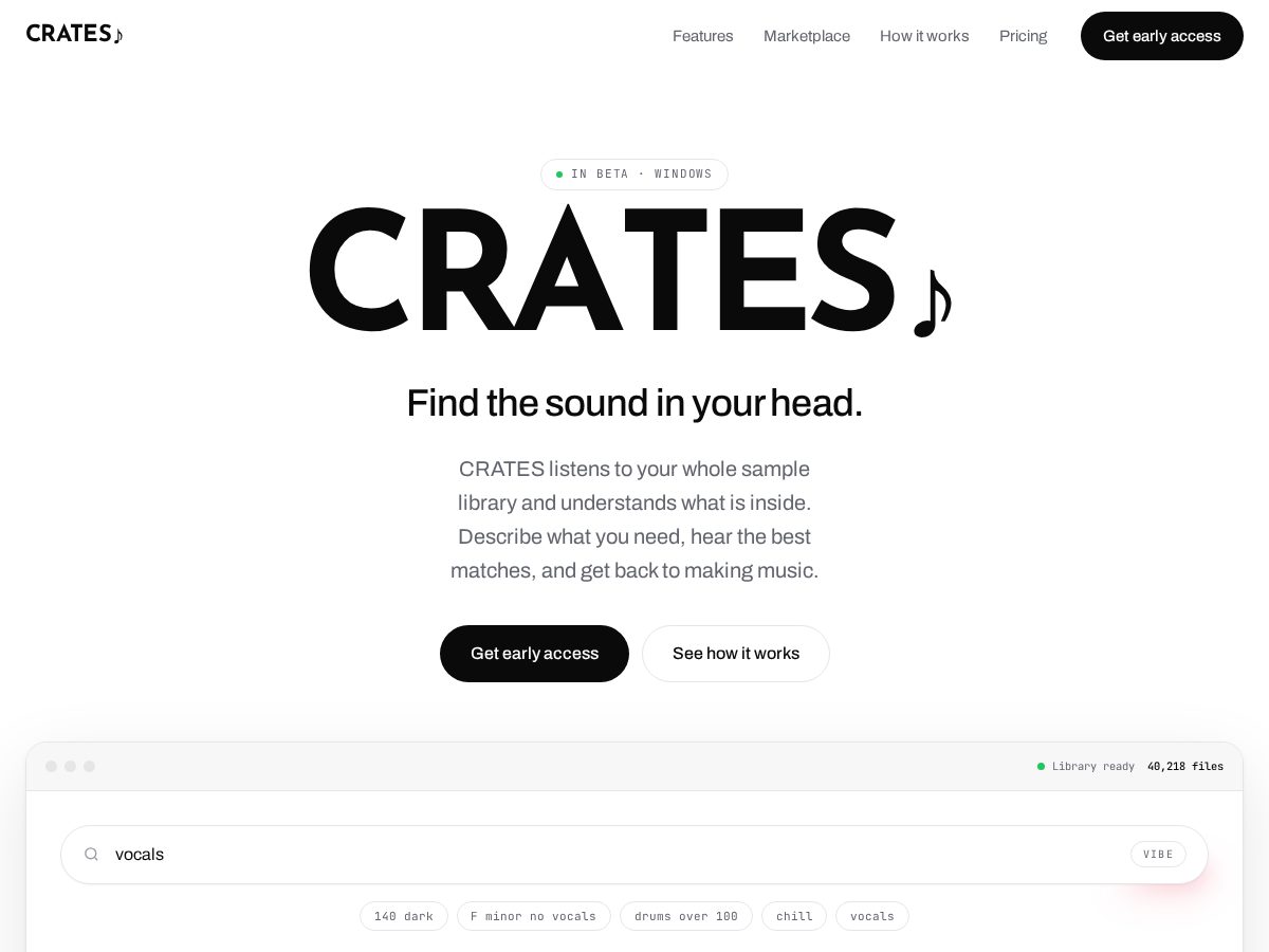 Landing-page snapshot of crates.buzz
