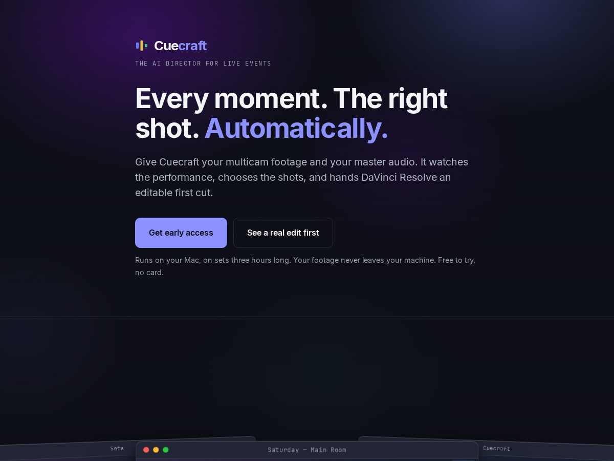 Landing-page snapshot of cuecraft.net