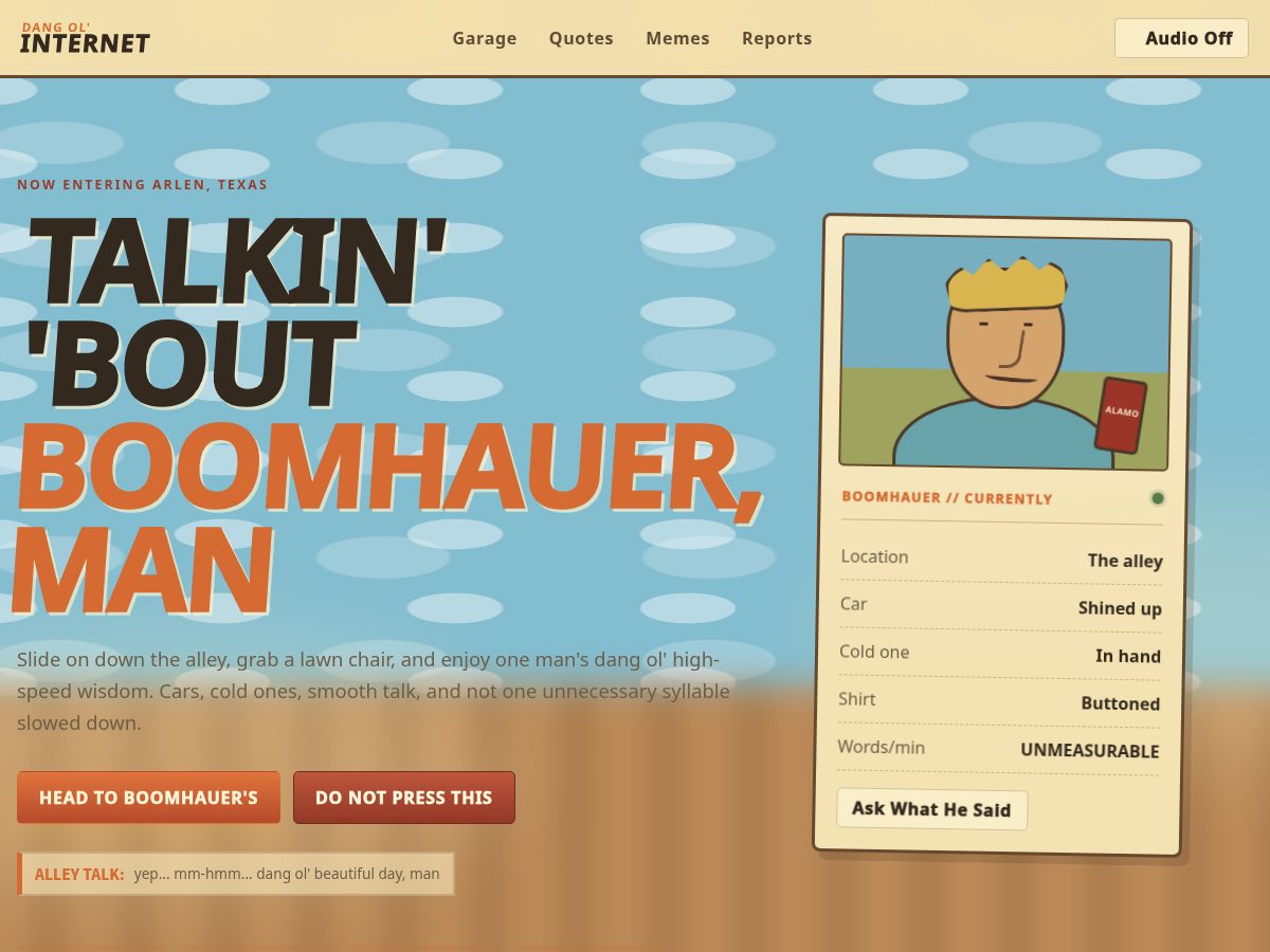Landing-page snapshot of dangolboomhauer.com