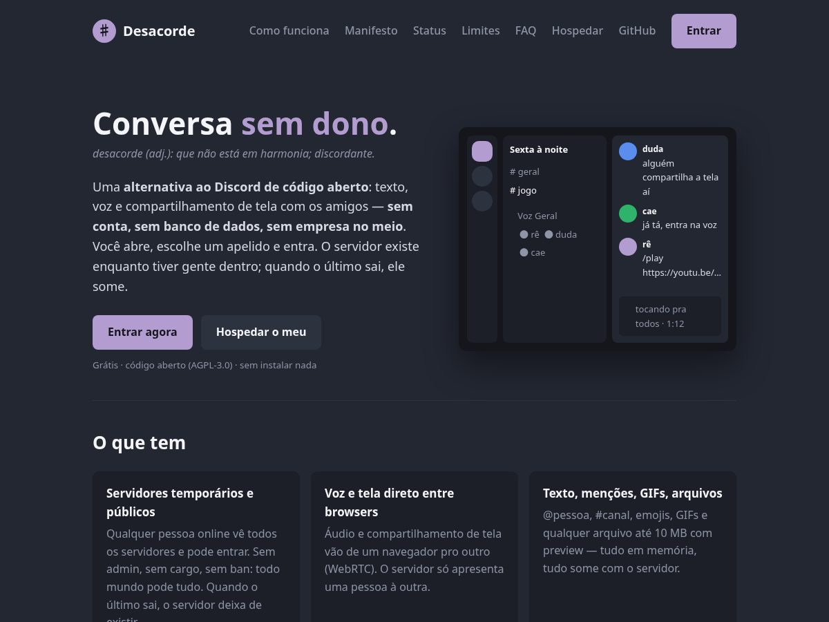 Landing-page snapshot of desacorde.app
