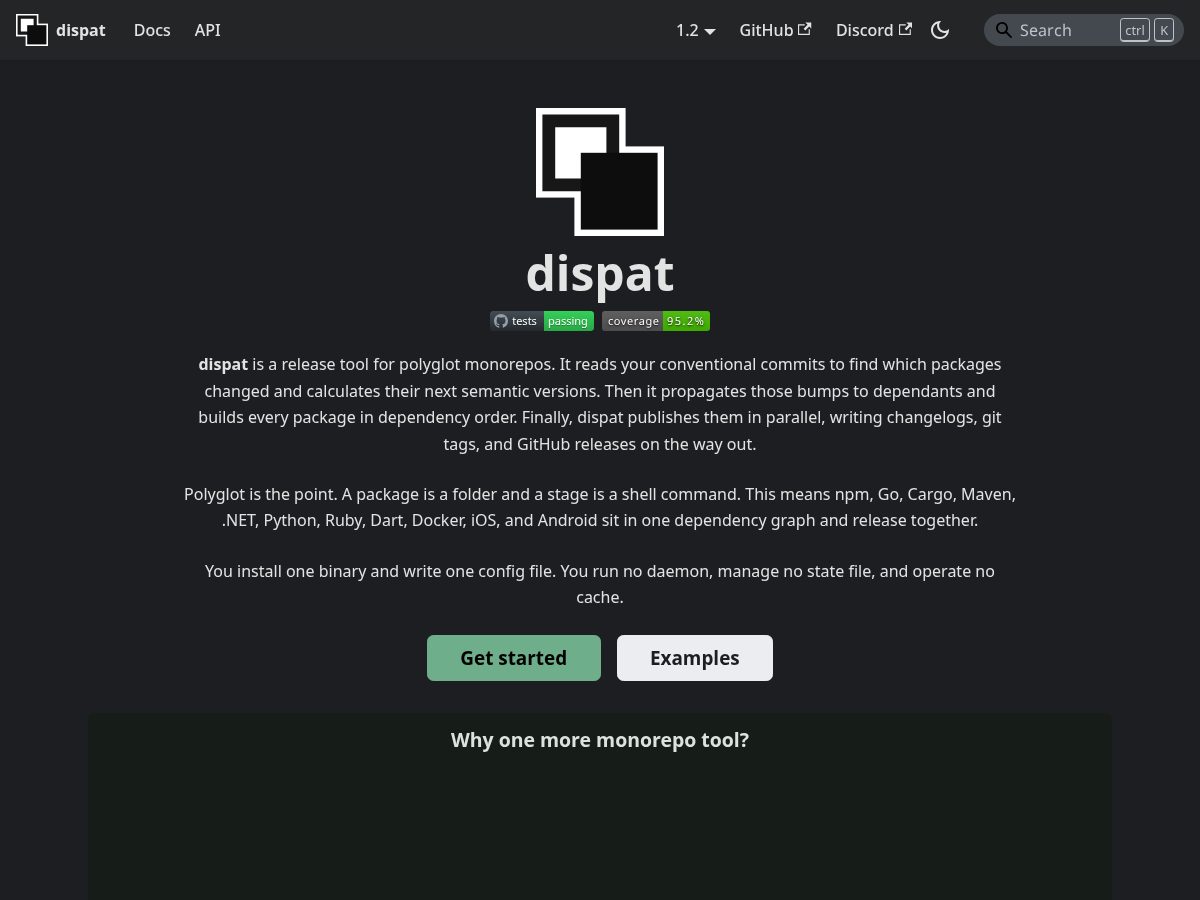 Landing-page snapshot of dispat.dev