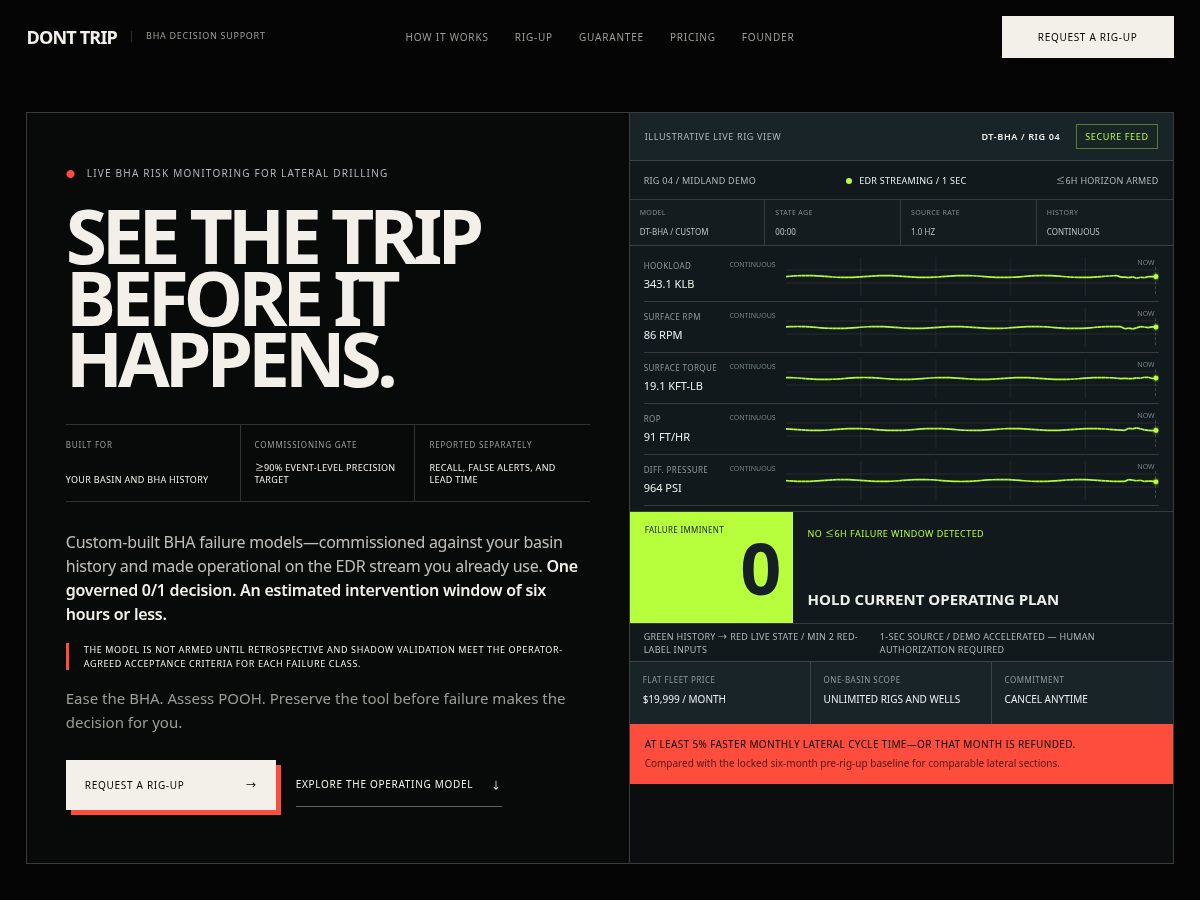 Landing-page snapshot of donttrip.dev