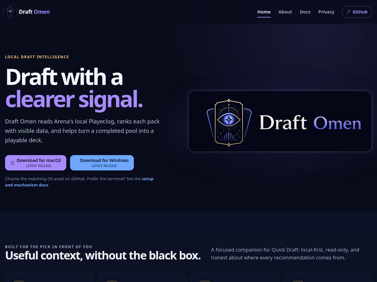 Landing-page snapshot of draftomen.com