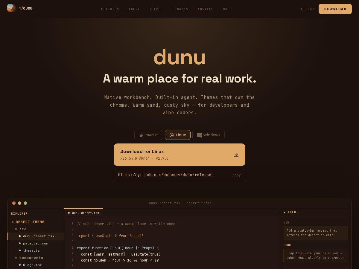 Landing-page snapshot of dunudev.com