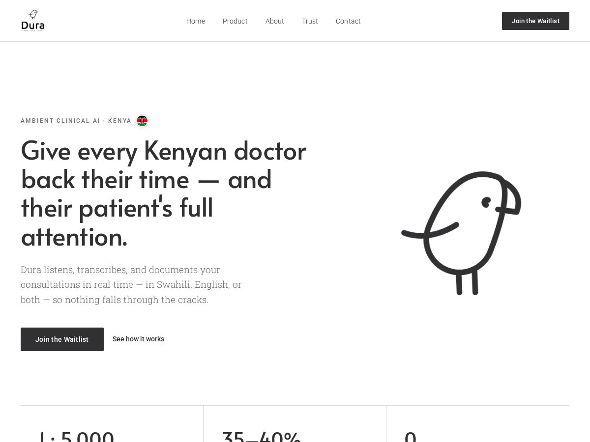 Landing-page snapshot of durahealth.fyi