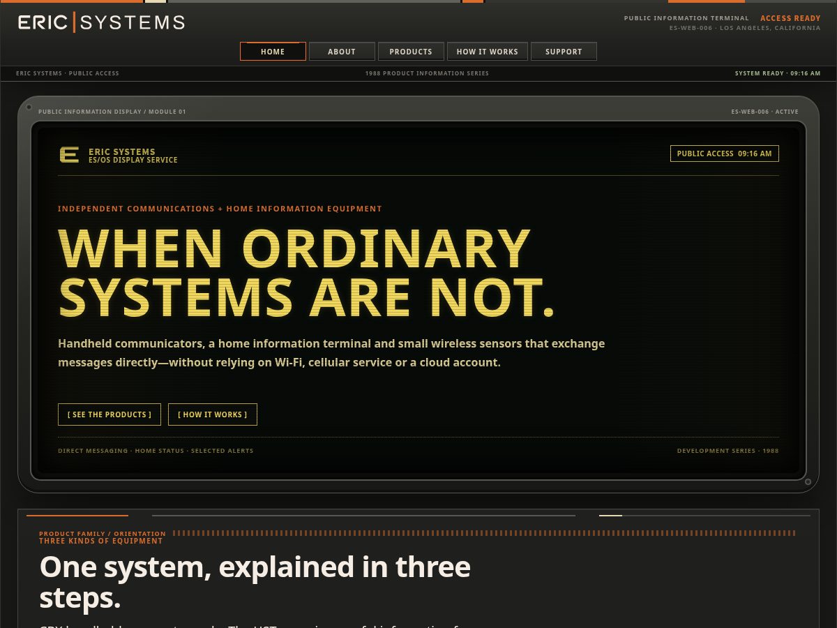 Landing-page snapshot of ericsystems.net