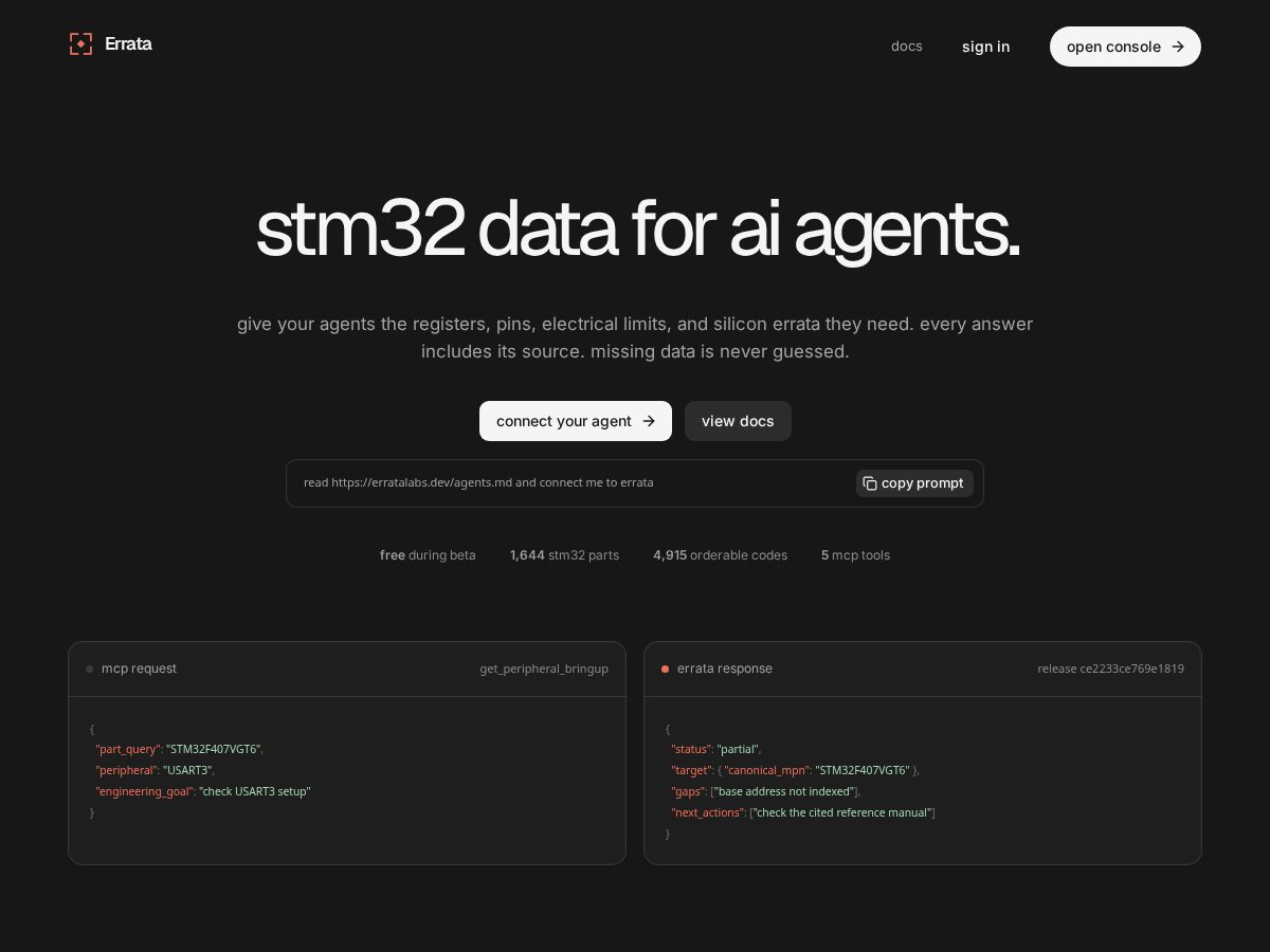Landing-page snapshot of erratalabs.dev