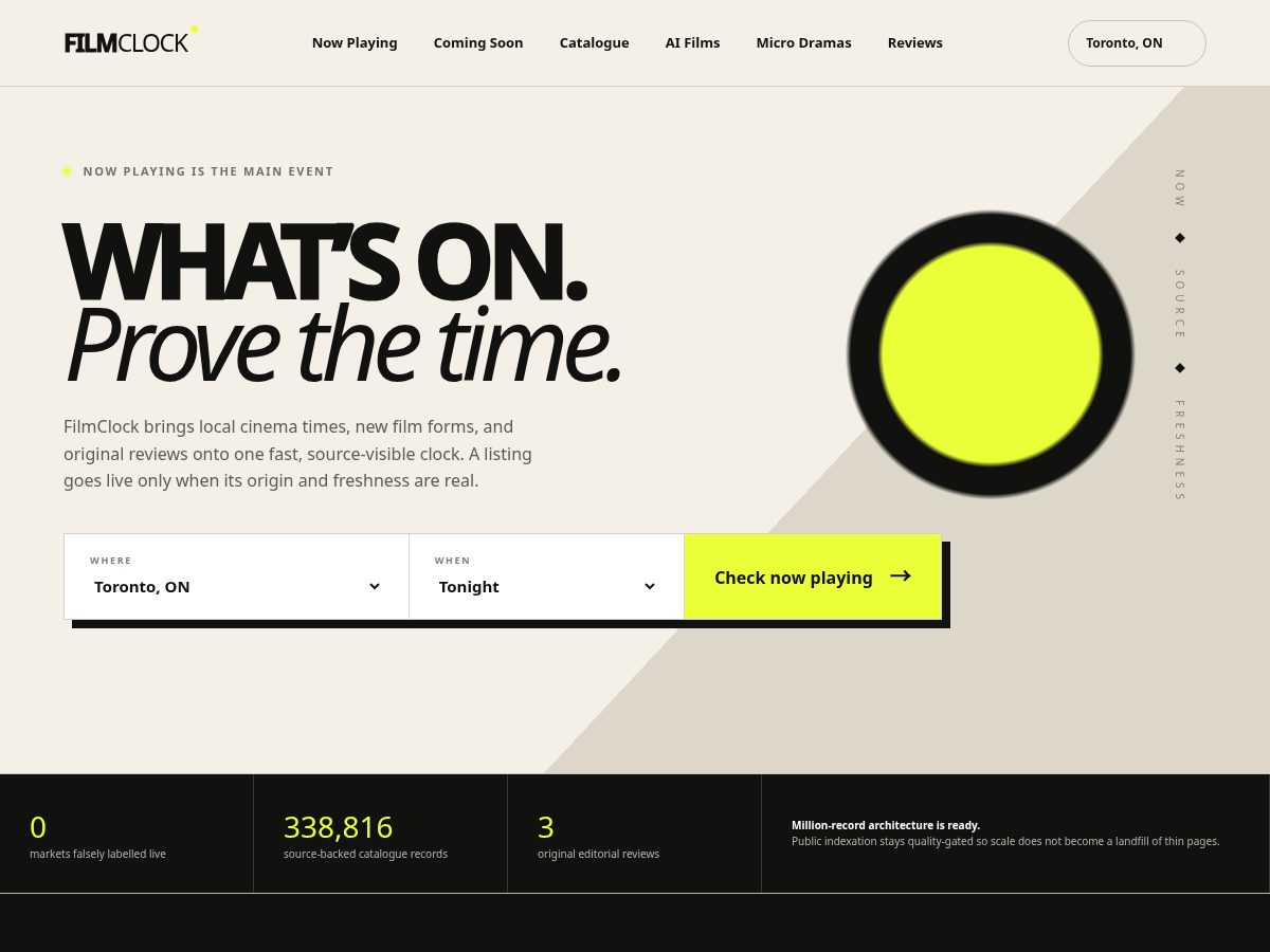 Landing-page snapshot of filmclock.com