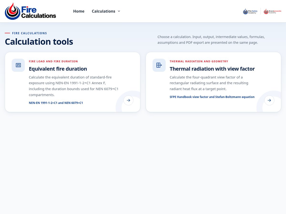 Landing-page snapshot of fire-calculations.com