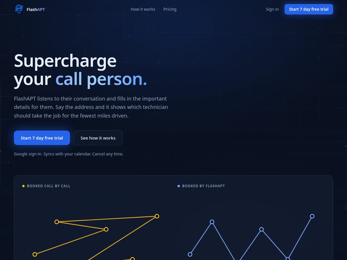 Landing-page snapshot of flashapt.com
