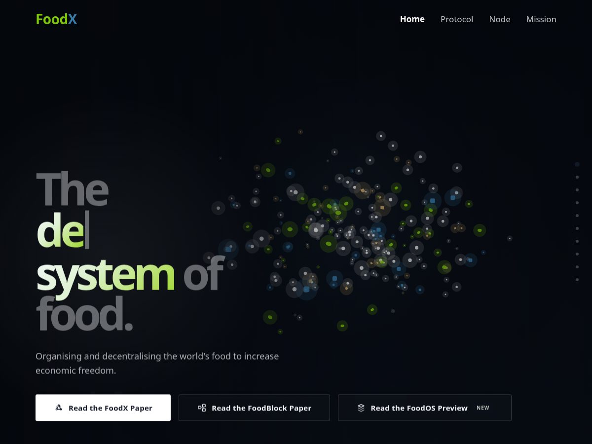 Landing-page snapshot of foodx.network