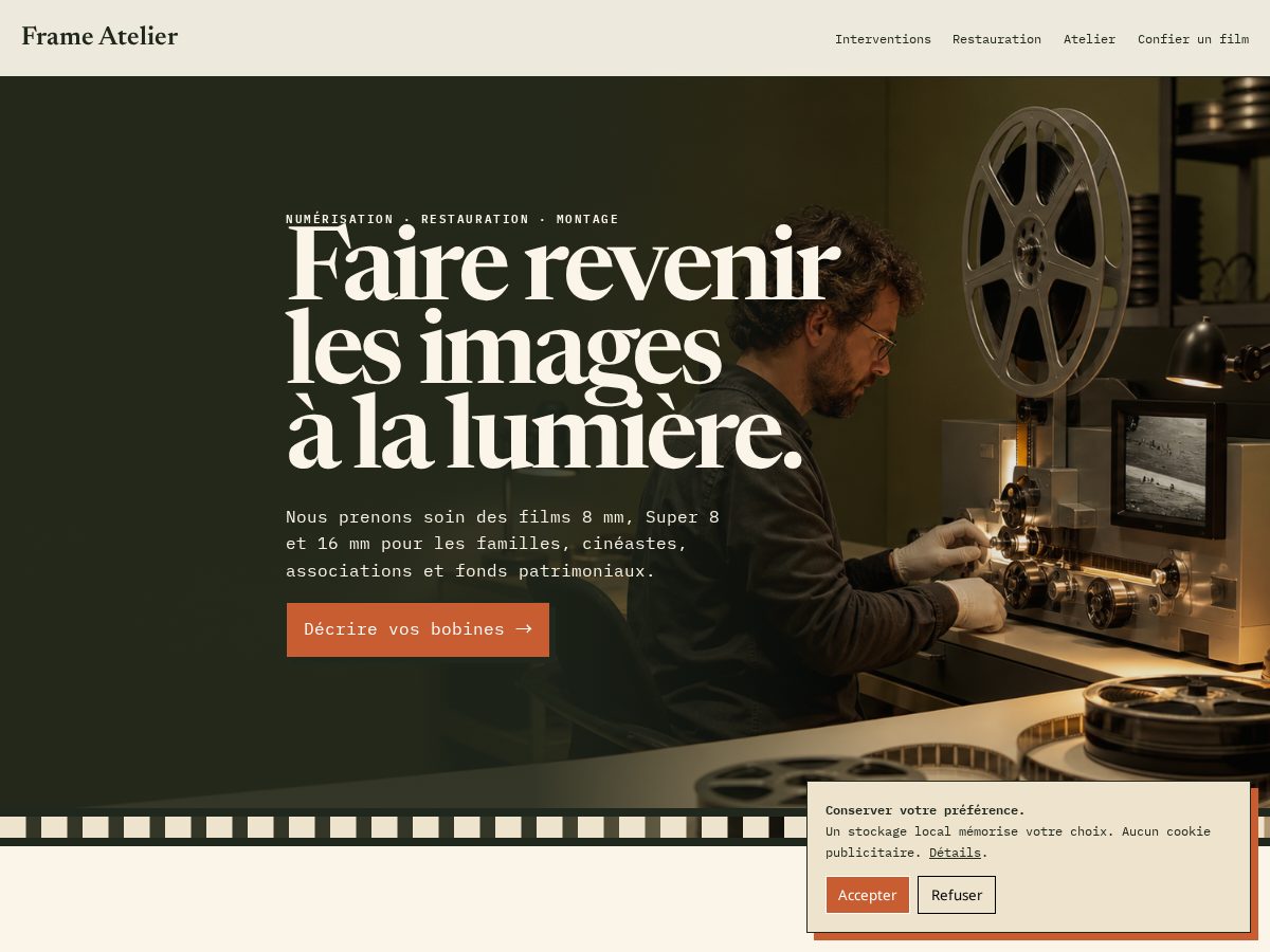 Landing-page snapshot of frameatelier.click