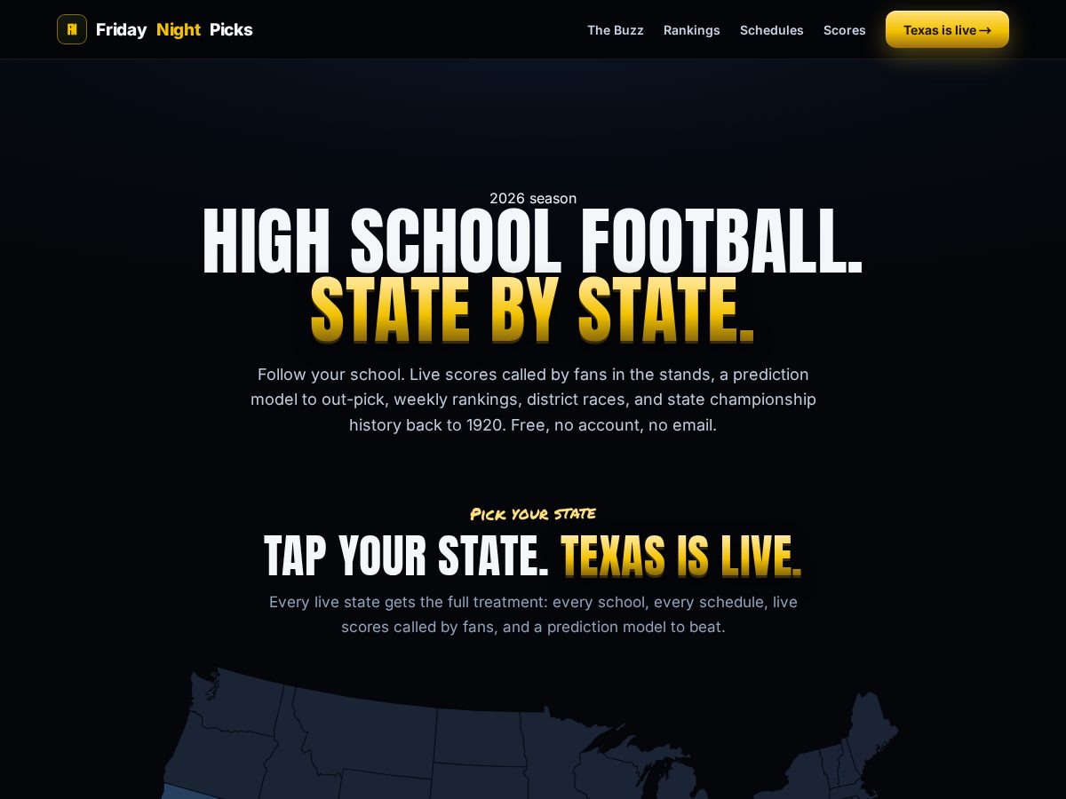 Landing-page snapshot of fridaynightpicks.com