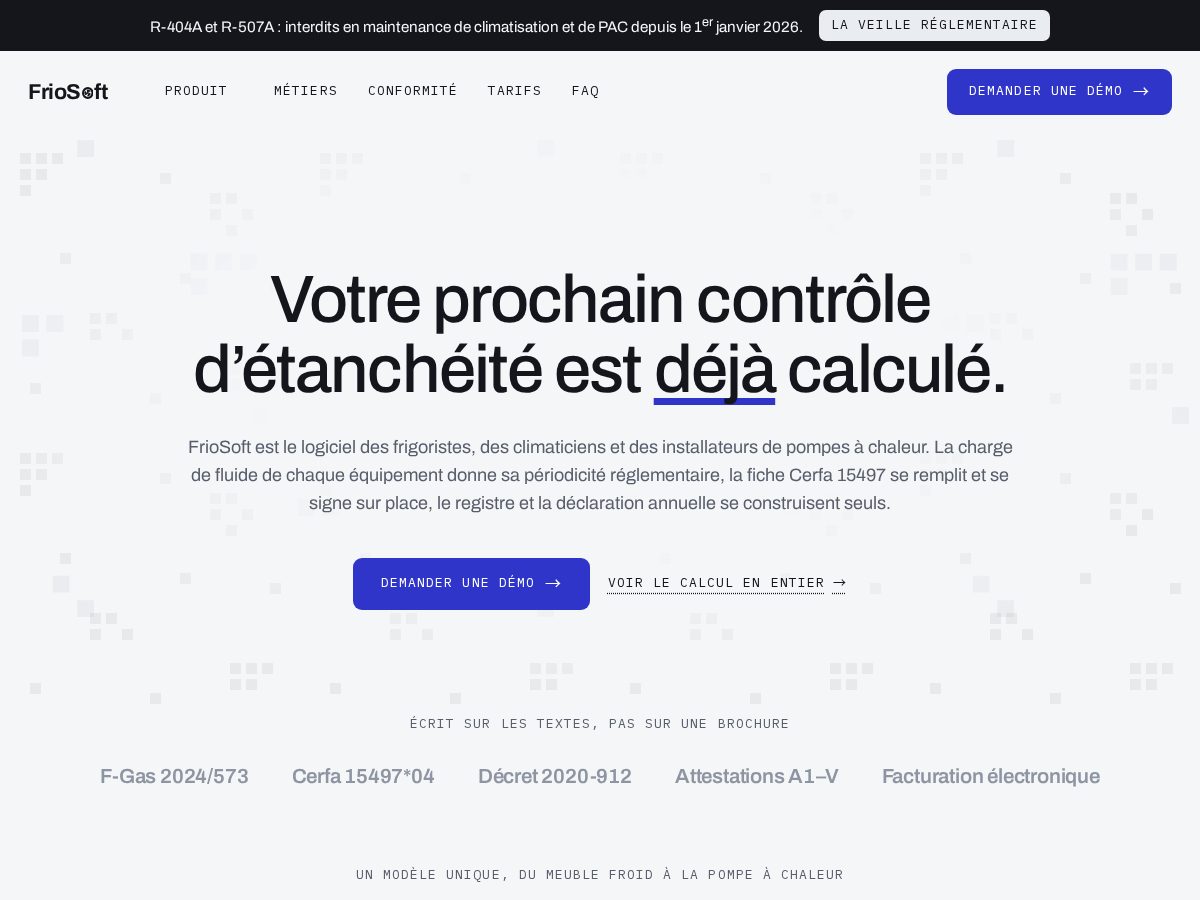Landing-page snapshot of friosoft.com