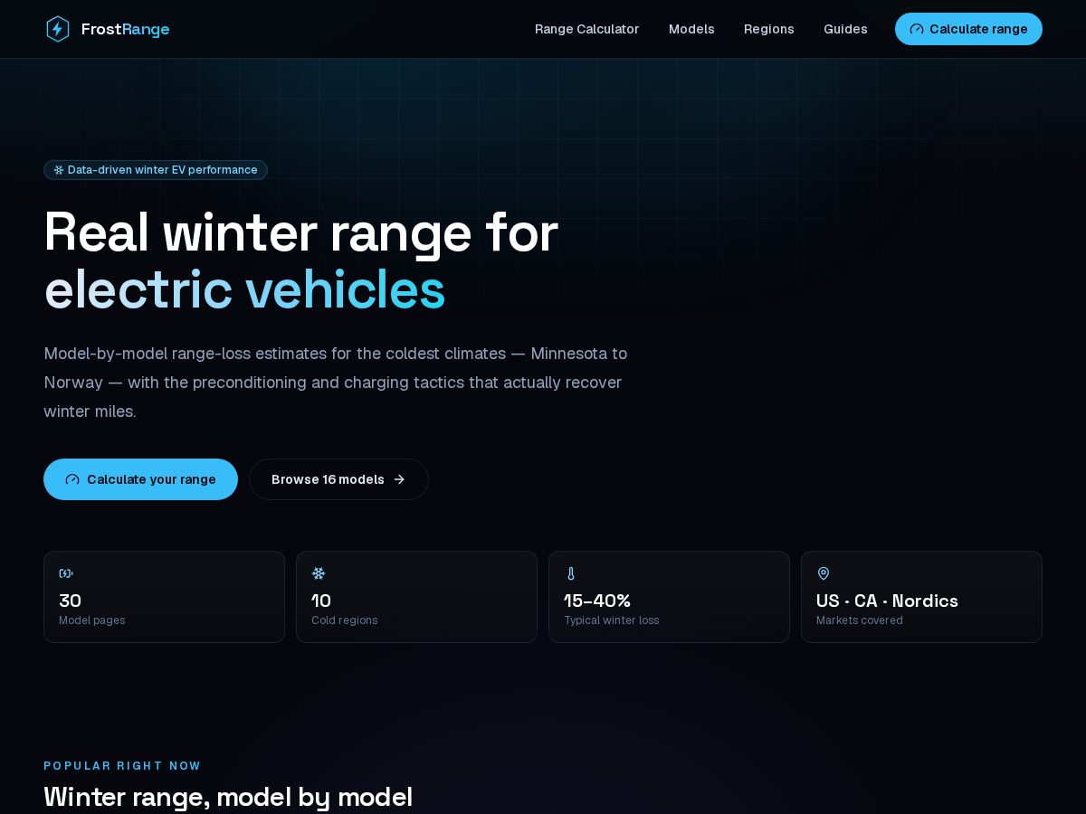 Landing-page snapshot of frostrange.website