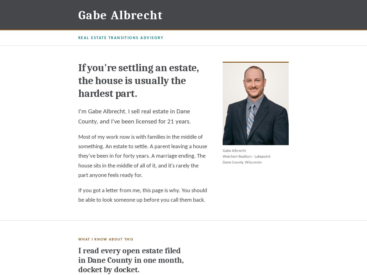 Landing-page snapshot of gabealbrecht.com