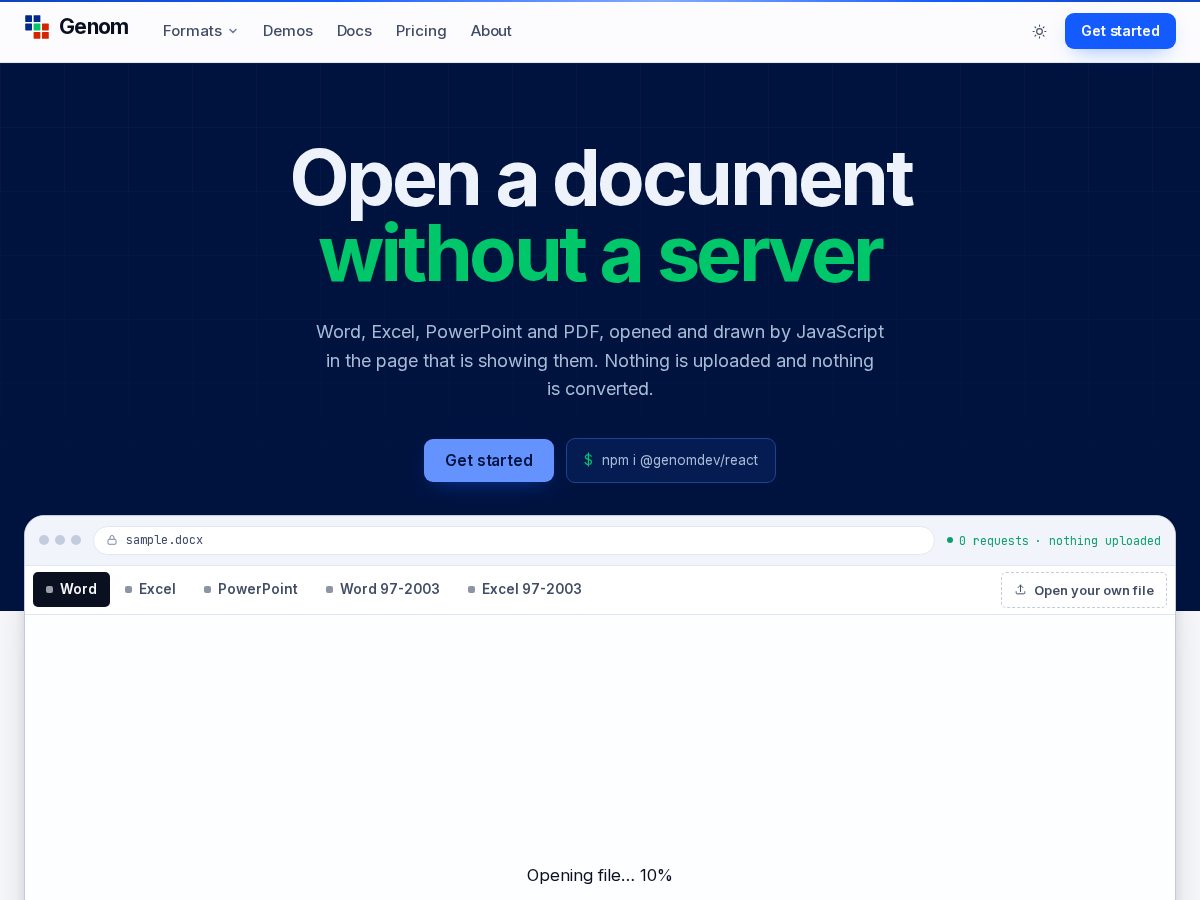 Landing-page snapshot of genom.dev