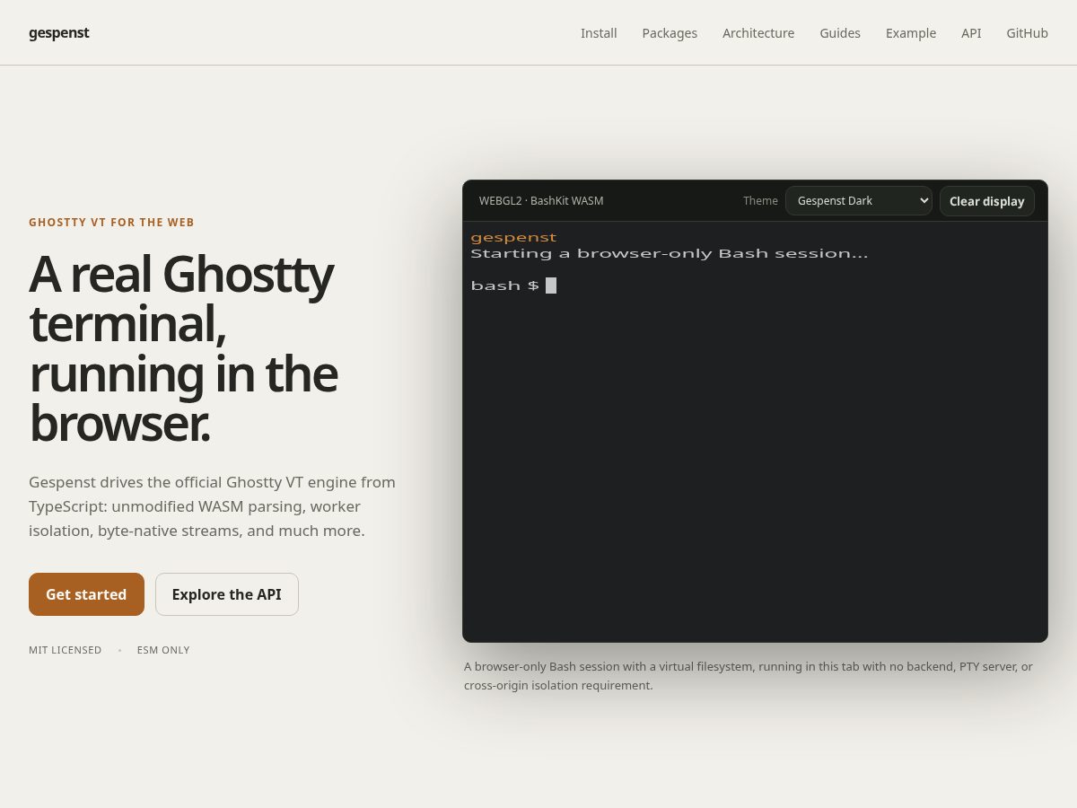 Landing-page snapshot of gespenst.dev