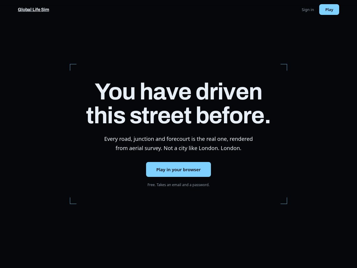 Landing-page snapshot of globallifesim.com