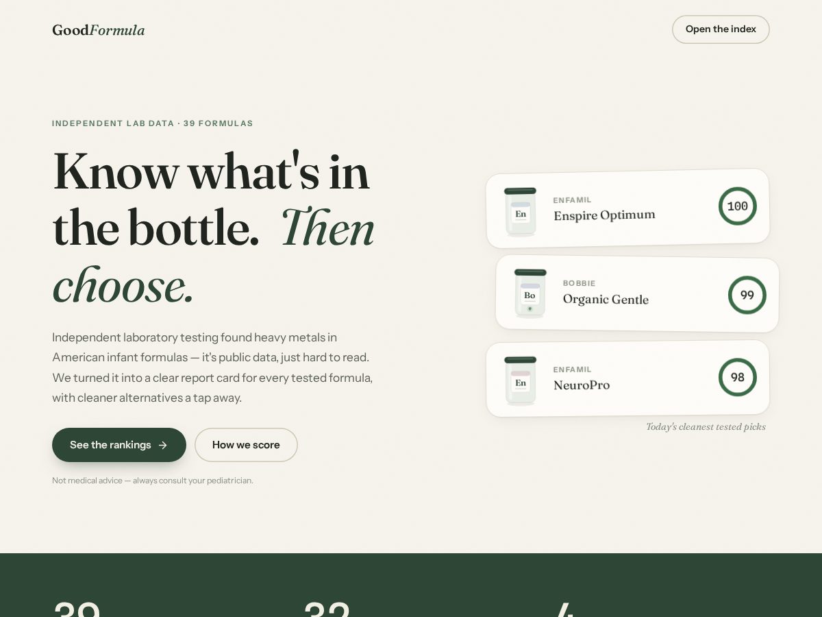 Landing-page snapshot of goodformula.app