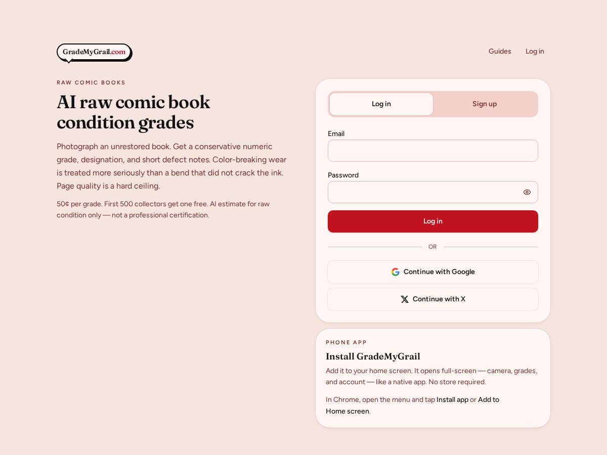 Landing-page snapshot of grademygrail.com