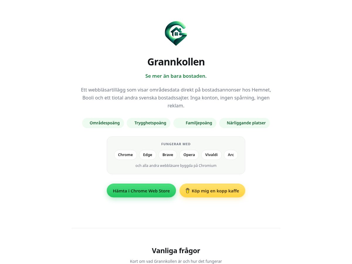 Landing-page snapshot of grannkollen.app