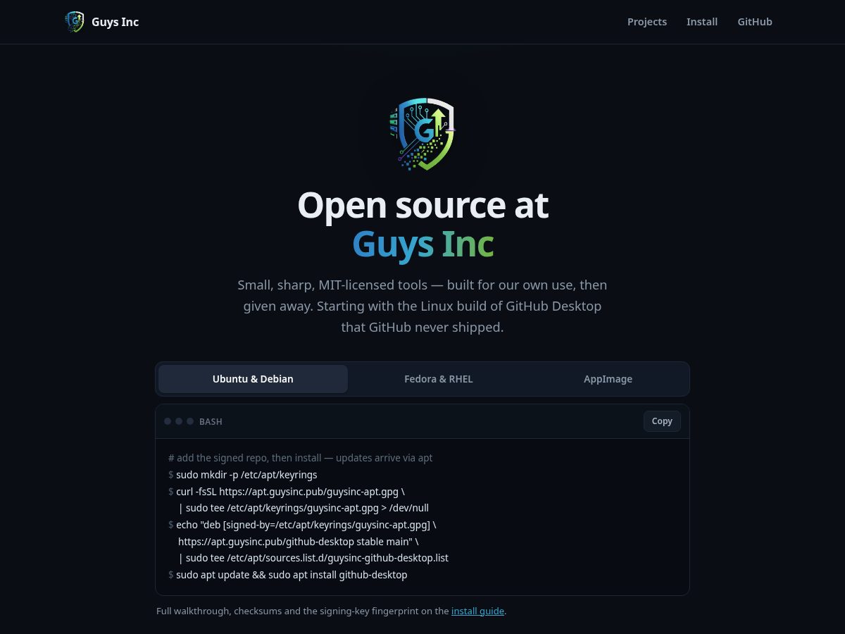 Landing-page snapshot of guysinc.pub