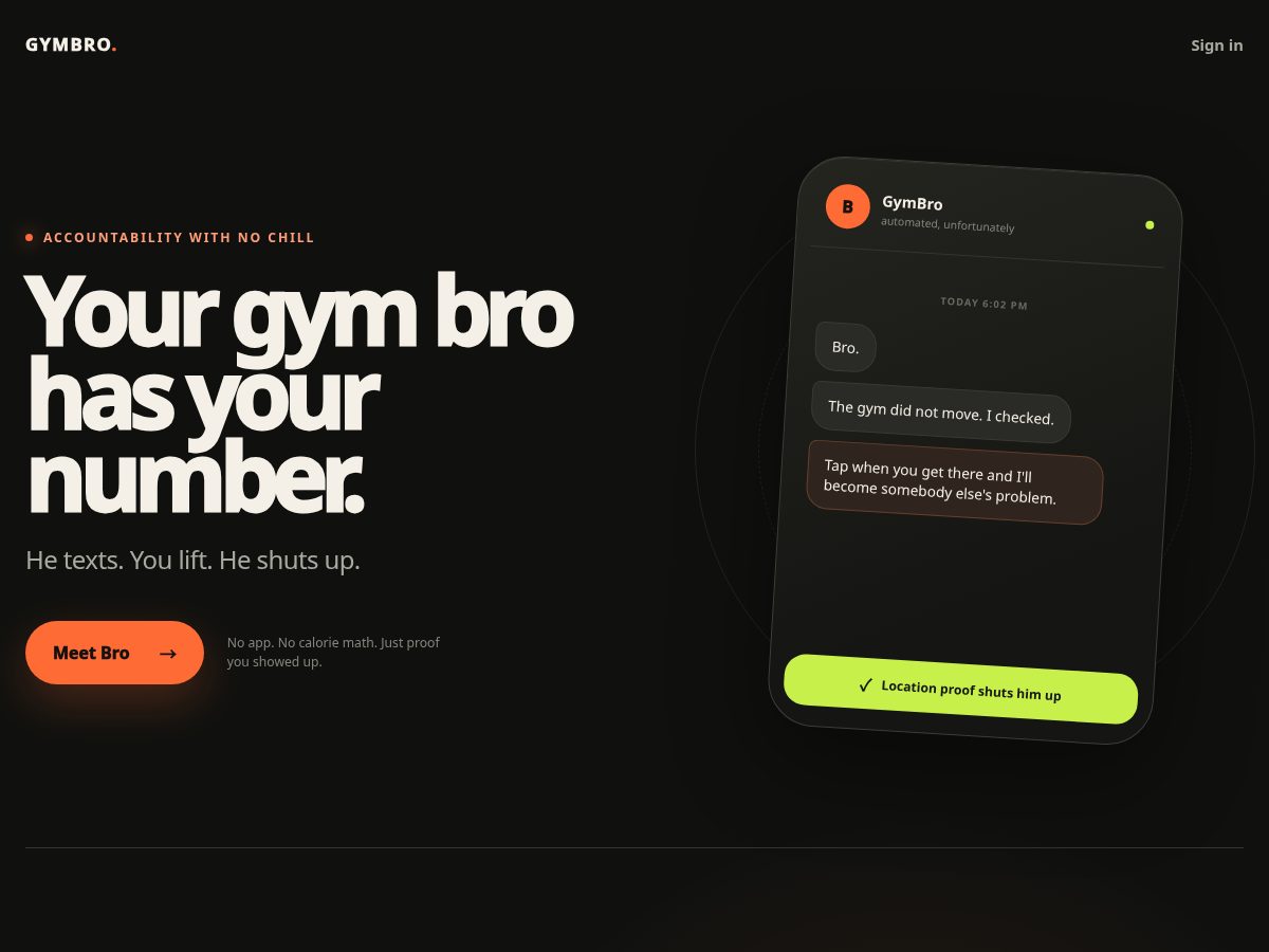 Landing-page snapshot of gymbrotext.com