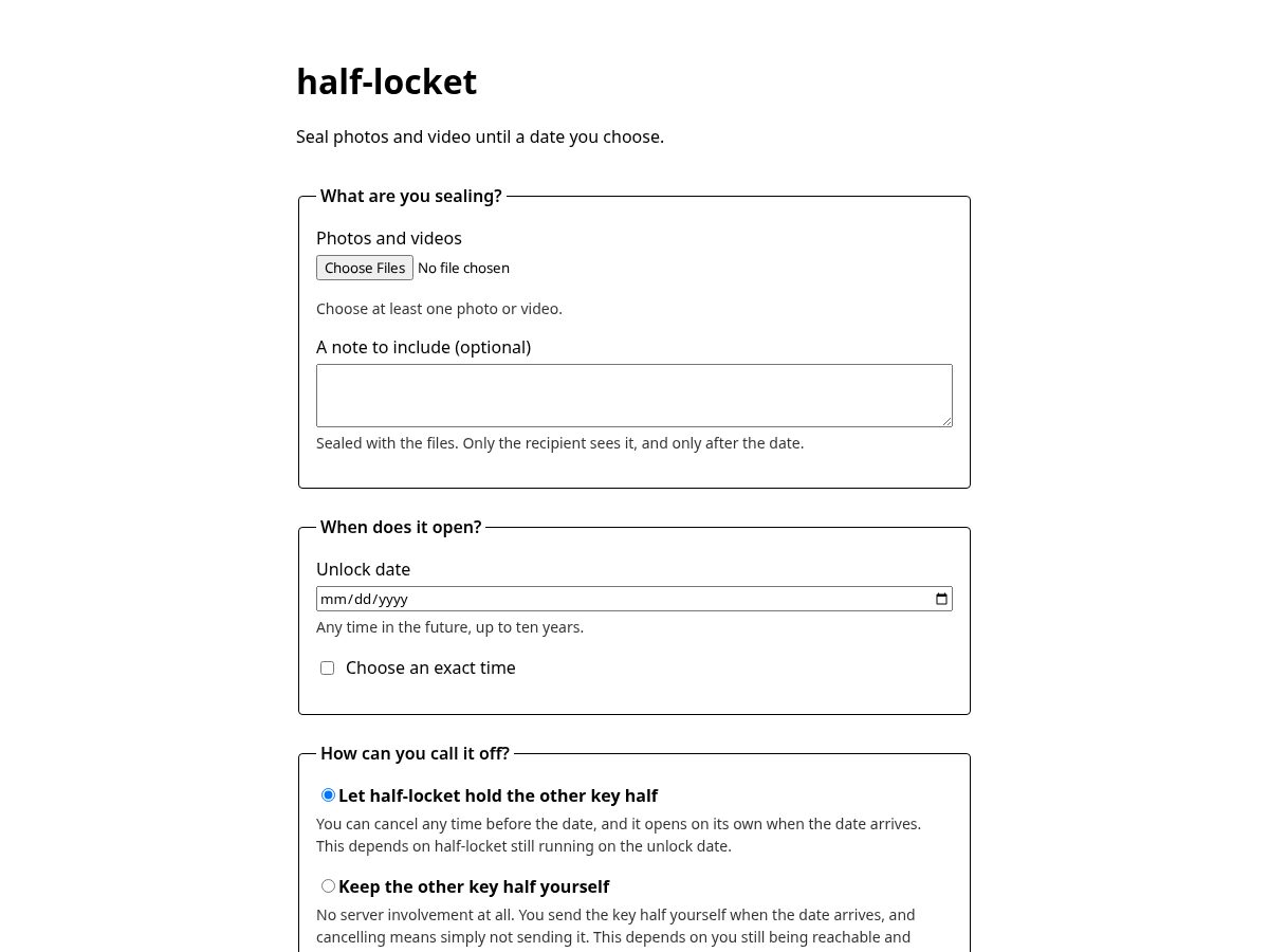 Landing-page snapshot of halflocket.app