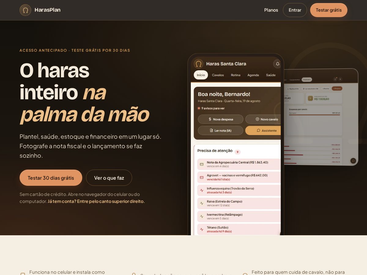 Landing-page snapshot of harasplan.com